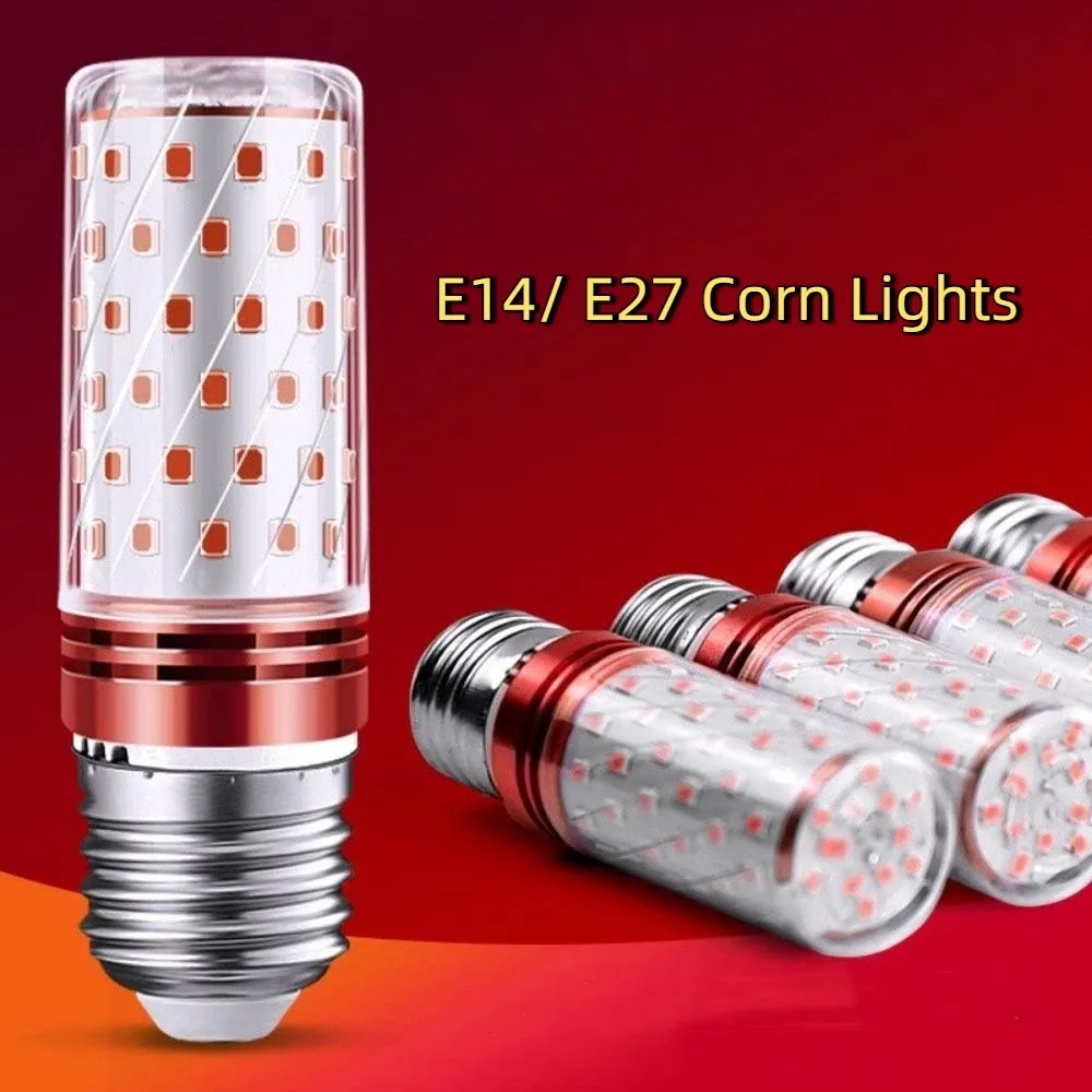 Red Color E14/ E27 Corn Lights Energy Saving High Brightness New Year Lantern Light Bulb Replace No Flicker Small Screw Lamp