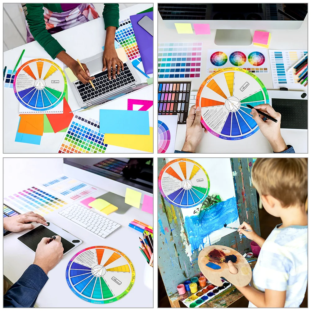 2 Pcs Gradient Wheel Compact Lightweight Tool for Nail Painting Supplies Visual Color Relationship Chart Standard