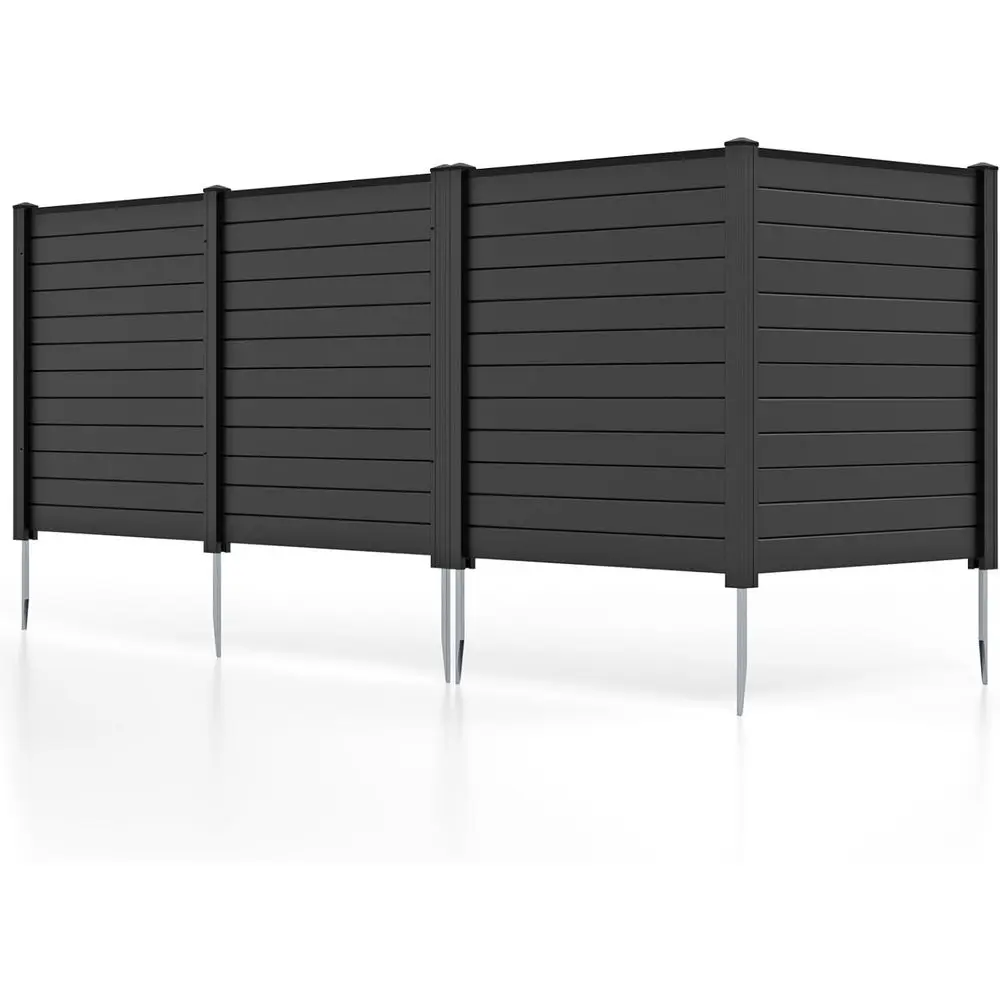

Black Outdoor Privacy Screen, 4-Panel 48W x 48H Fence, Metal Stakes Included, for Patio, Lawn, AC Unit, Pool