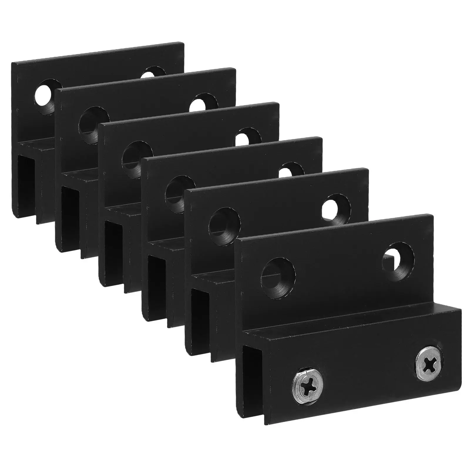 

6pcs Glass Fixing Clips Black Metal Wall Mount Brackets Mirror Holders Shelf H-type Clamps Aluminum Alloy Durability Reliable