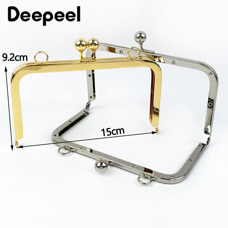 1/2/5/10Pcs Deepeel 15cm Square Metal Purse Frame Bag Handle Smooth Mouth Gold with Screws Wallet Kiss Clasp Bags Accessories