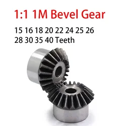 1pc 1M Bevel Gear 15 16 18 20 22 24 25~40 Teeth 1:1 90 Degrees Meshing Angle Metal Drive Transmission Gear 45# Steel Hardening