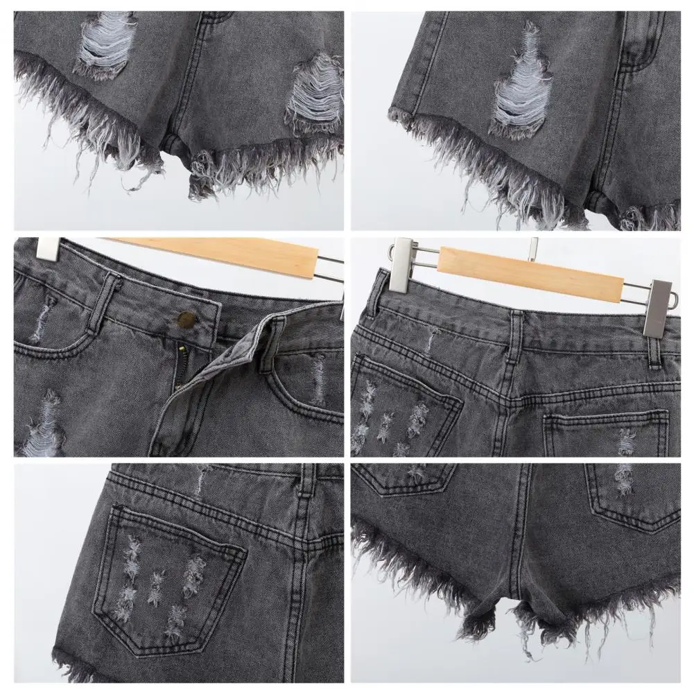 Women Shorts High Waisted Cut Off Denim Shorts Ripped Distressed Frayed Hem Jeans Shorts Lady Summer Stretchy Hot Short Pants