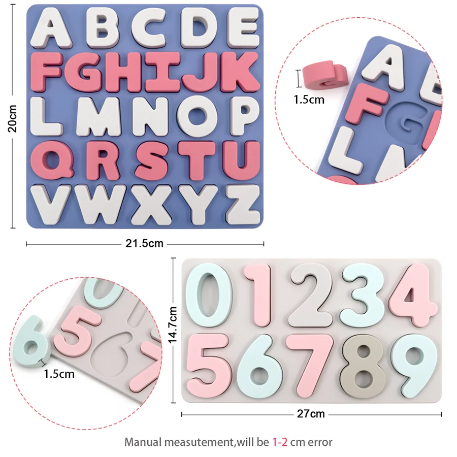 3D Number Letter Silicone Puzzle Jigsaw Baby Toys Sorting Math Brick Kids Educational Game Creative Learning  Baby Shower Gifts