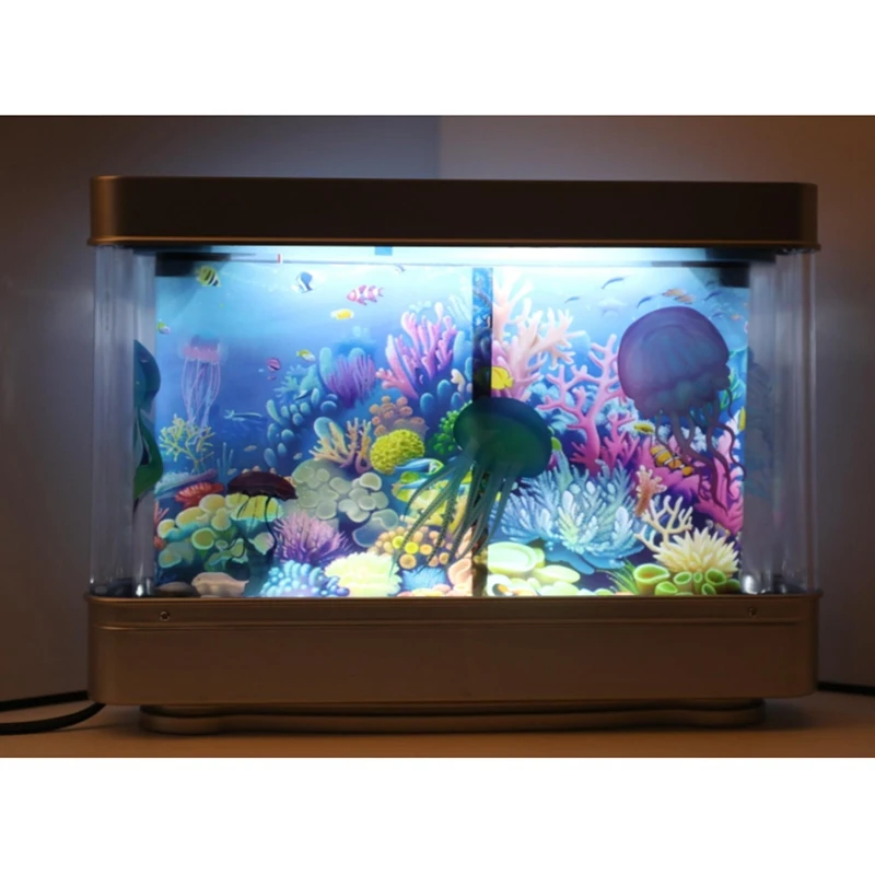 Simulated Fish Tank Lamp Aquarium Tank Decorative Night Light Virtual Ocean Dynamic LED Table Lamp Room Decor