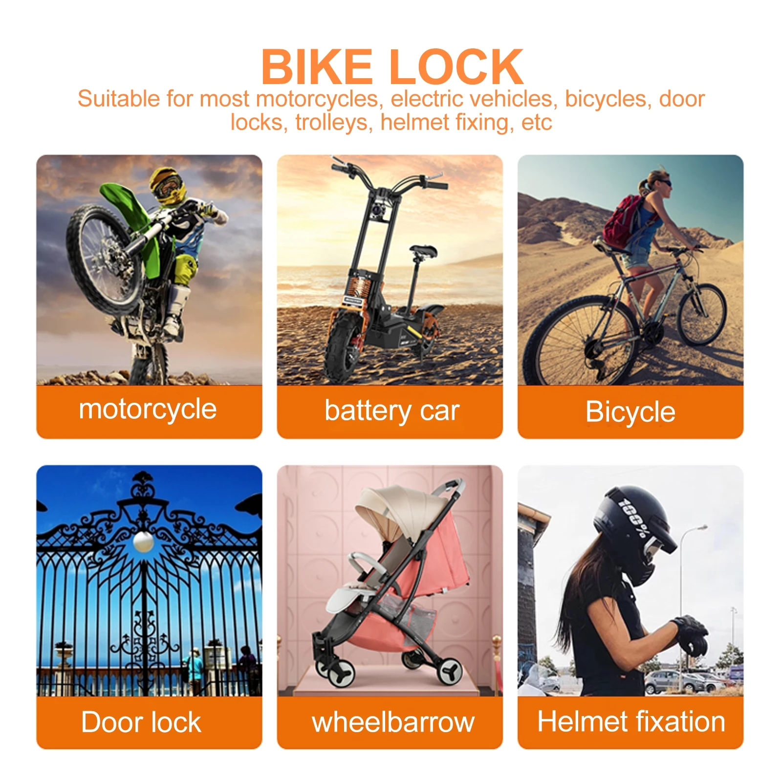 

Bike Mountain Bike Lock Chain Security Anti Theft Chain Lock For Bicycle Motorcycle Scooter Durable Sturdy Corrosion Resistant