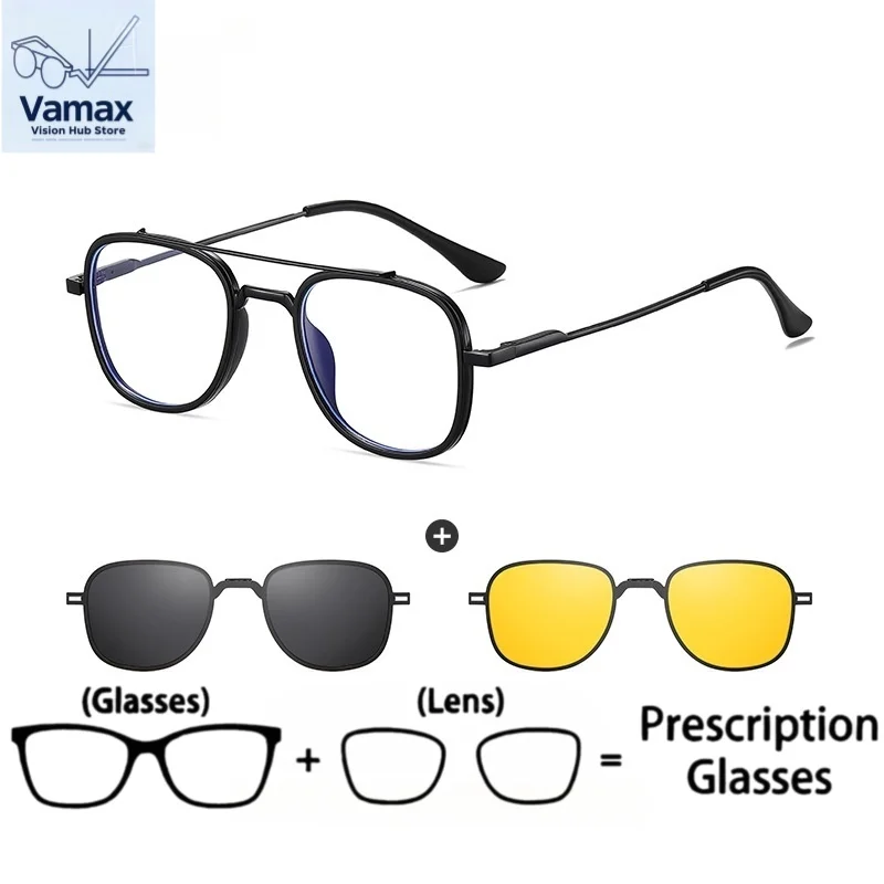 

VAMAX Men's 1.1 Polarized Sunglasses Foldable Magnetic Clip On Prescription Ready Anti Blue Light