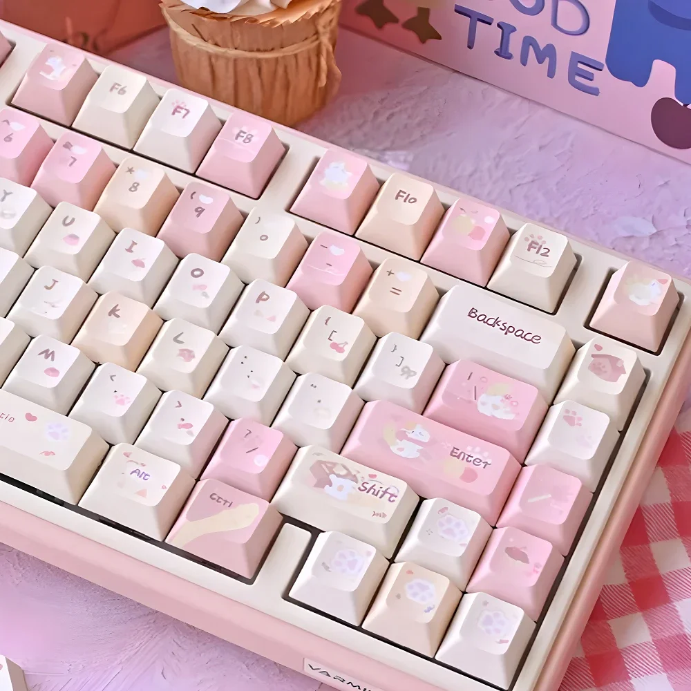 

Girl Key Cap Pink and White PBT Dyed 129 Keys for Cherry MX Switch Mechanical Keyboard