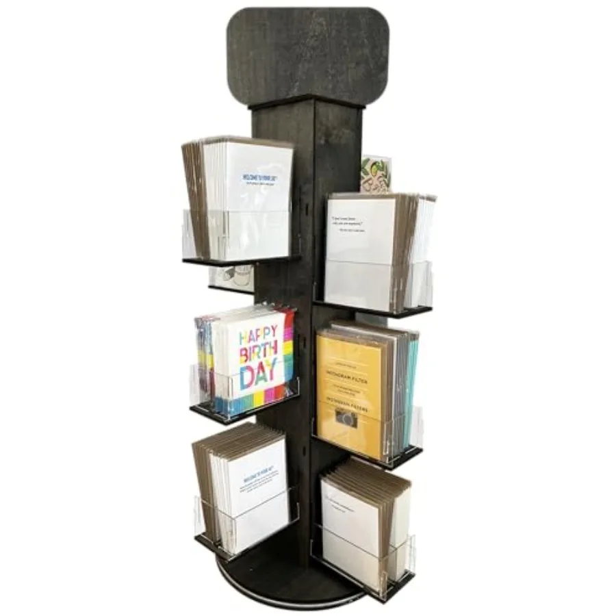 

4-Sided Rotating Display Stand - Stationary, Greeting Cards, Stickers, Postcards, Coasters, Napkins - Heavy-Duty, Smooth Rotati