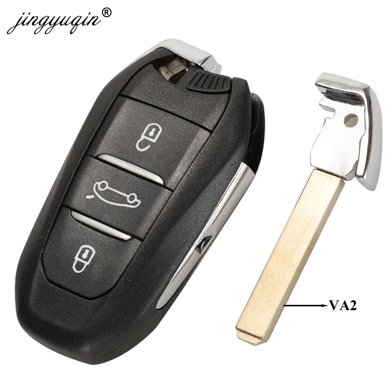 jinyuqin Smart Keyless Go Remote Key 3 Buttons 433MHz 4A PCF7945 ID46 chip for Peugeot 308 408 508 5008 Emergency key HU83/VA2