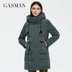 GASMAN 2022 New Winter Women Jacket High Quality Mid-Long Coat woman Hooded pocket Female Parkas Women's Brand Clothing 8194