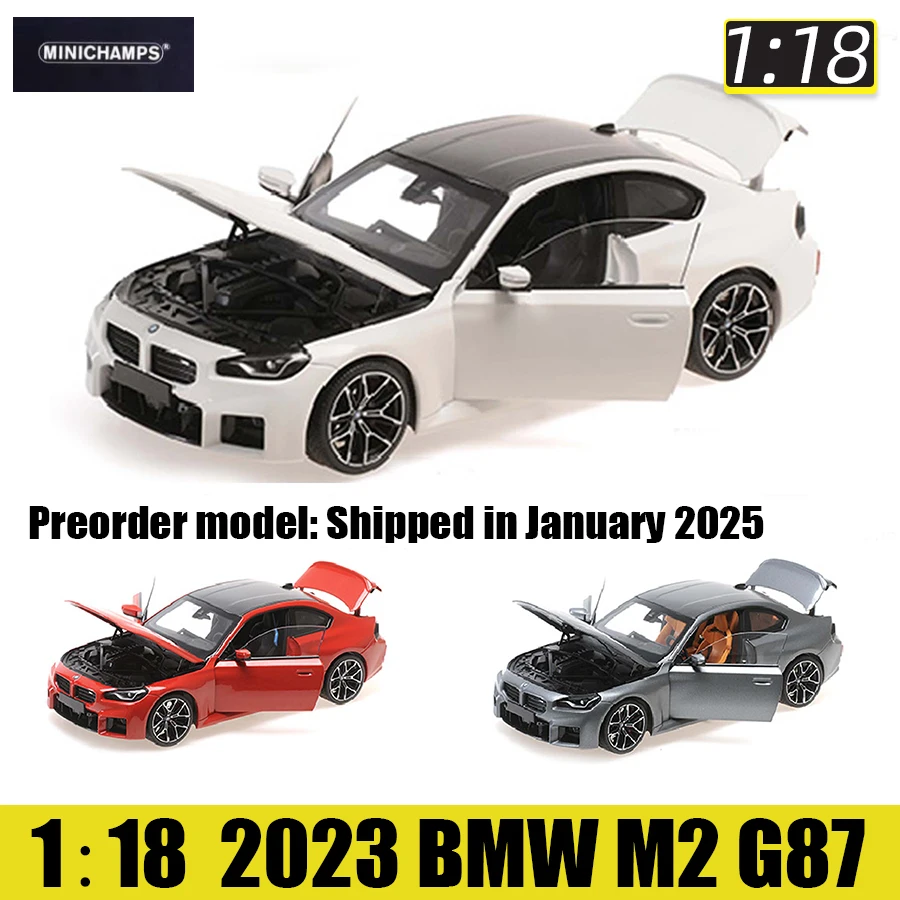 MINICHAMPS 1:18 2023 BMW M2 G87 model alloy full open car model static display holiday gift collection