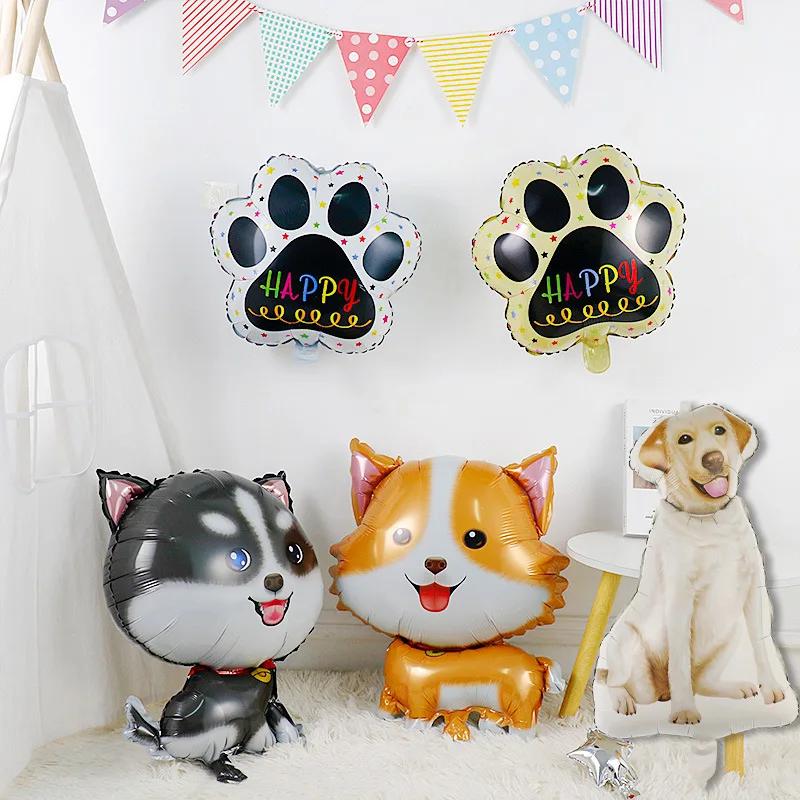 1pc Corgi Husky Helium Balloons Pet Dog Paw Bone Cartoon Animal Ballon Birthday Party Decoration Baby Shower Globos Kids Toys