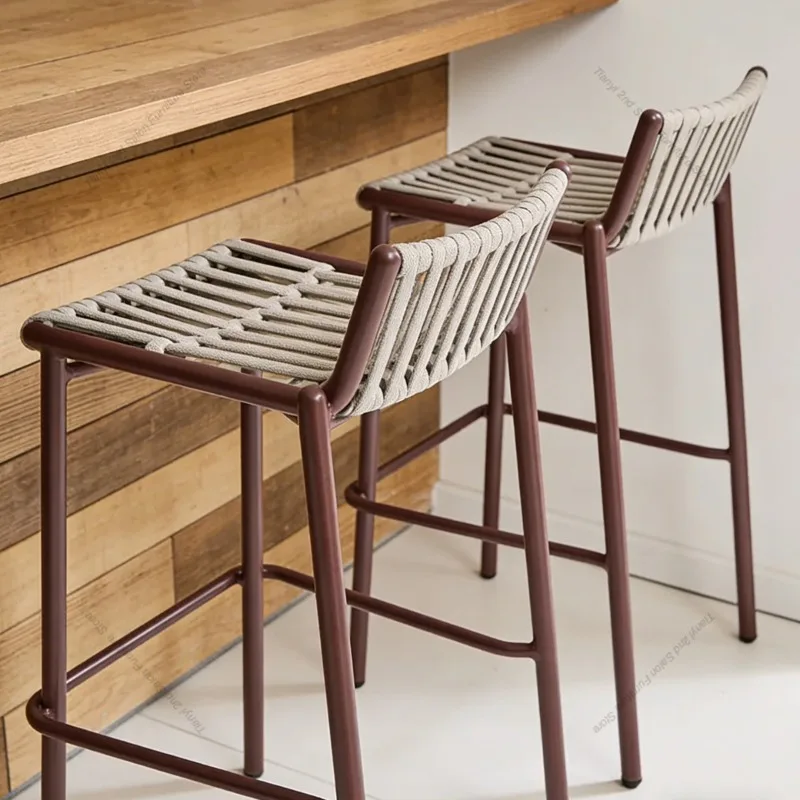 Nordic Outdoor Aluminum Alloy Bar Chairs Modern High End Leisure Outdoor Waterproof Restaurant Bar Stool Cafe Bar Furniture FYBC view 4