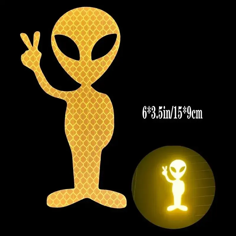 1pcs Alien Shaped Strong Reflective Stickers, Vinyl Decals, Car Bike , Water Cups For Laptops, Luggage Motorcycles