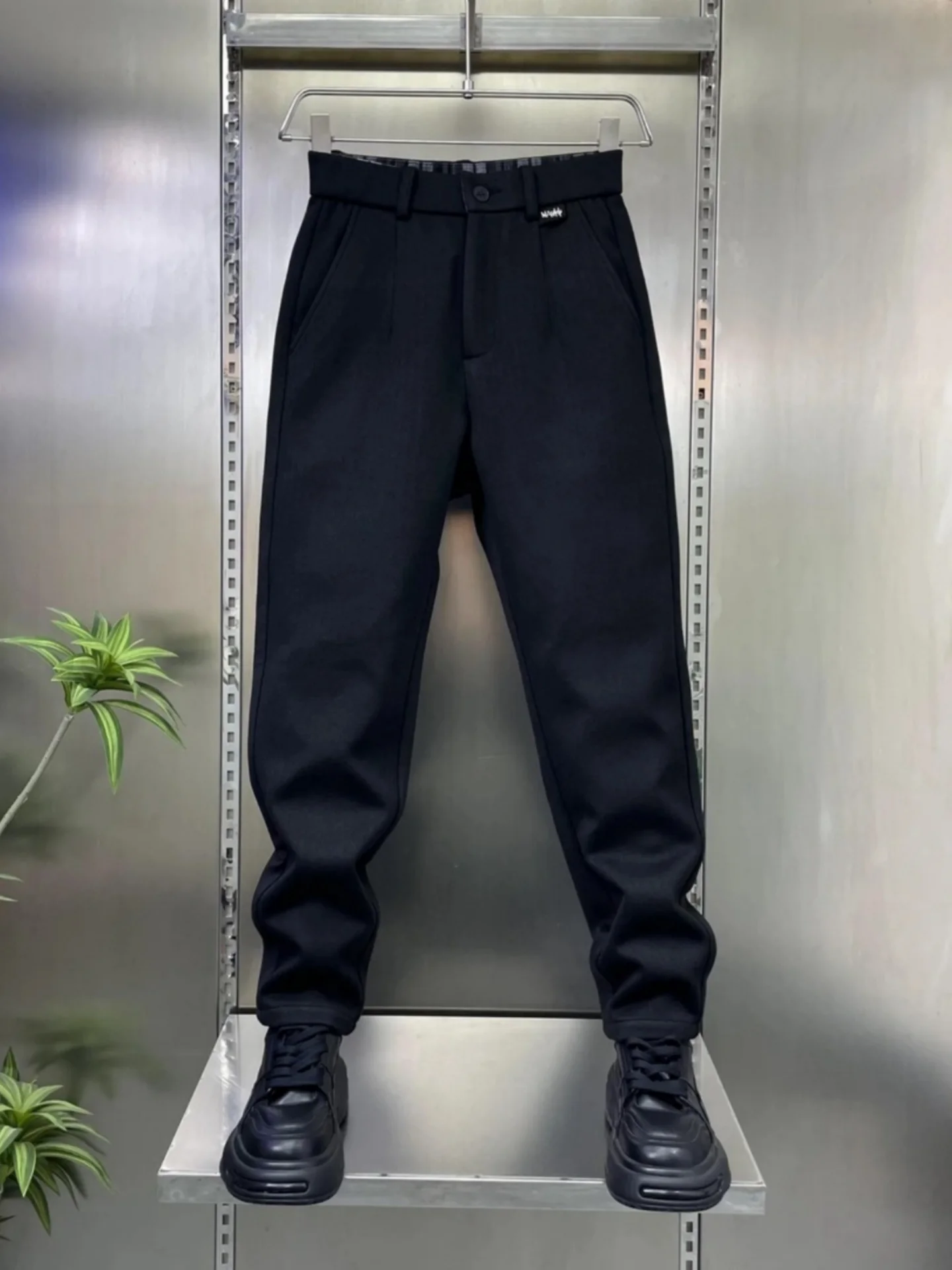 

Ele Simple Busin повседневные прямые брюки с высокой талией, новые зимние мужские универсальные брюки для отдыха с ковриком