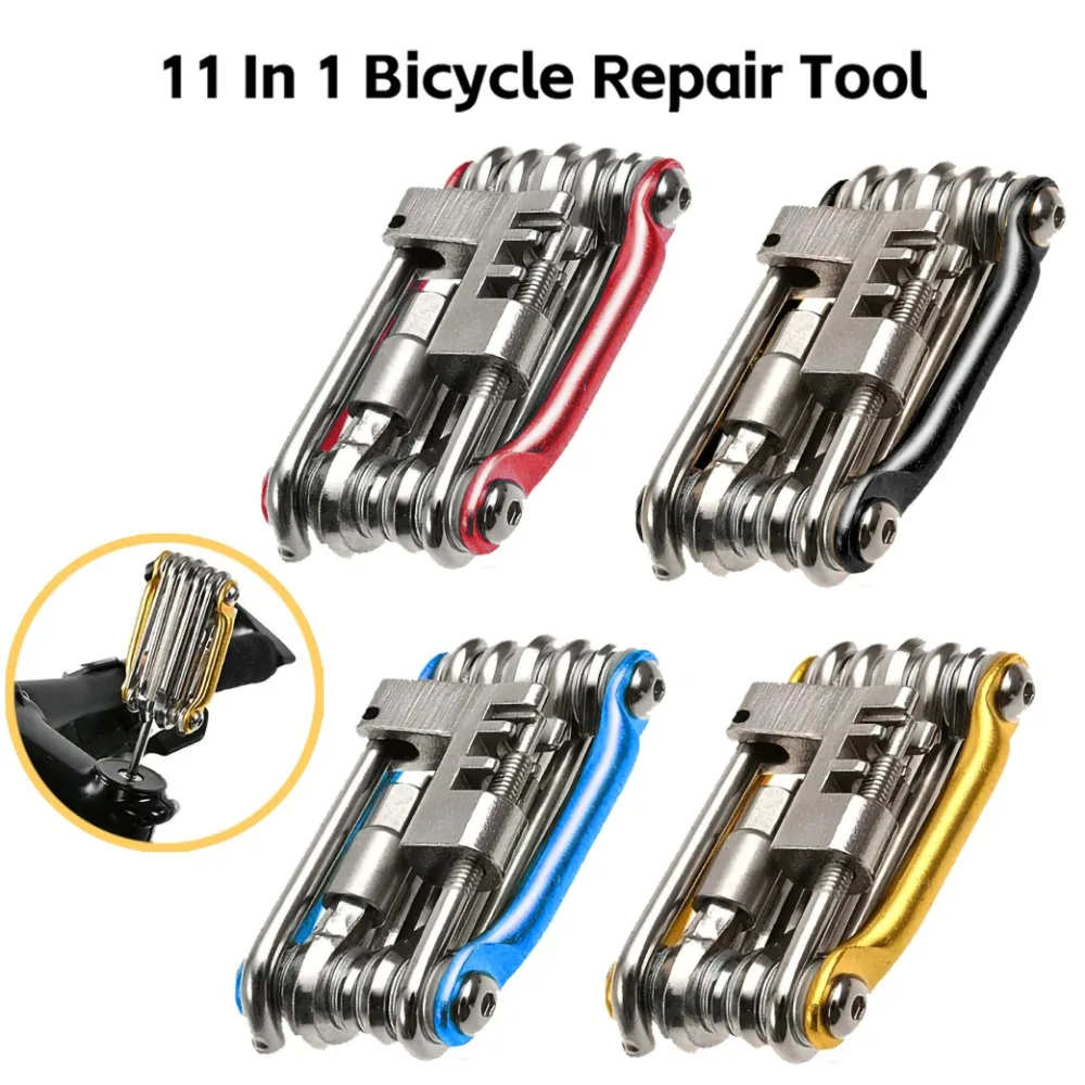 11 in 1 Bicycle Repair Tool Kit Mountain Bike Wrench Screwdriver Chain Hex Spoke Multifunction Bicycle Repair Set Cycling Tool