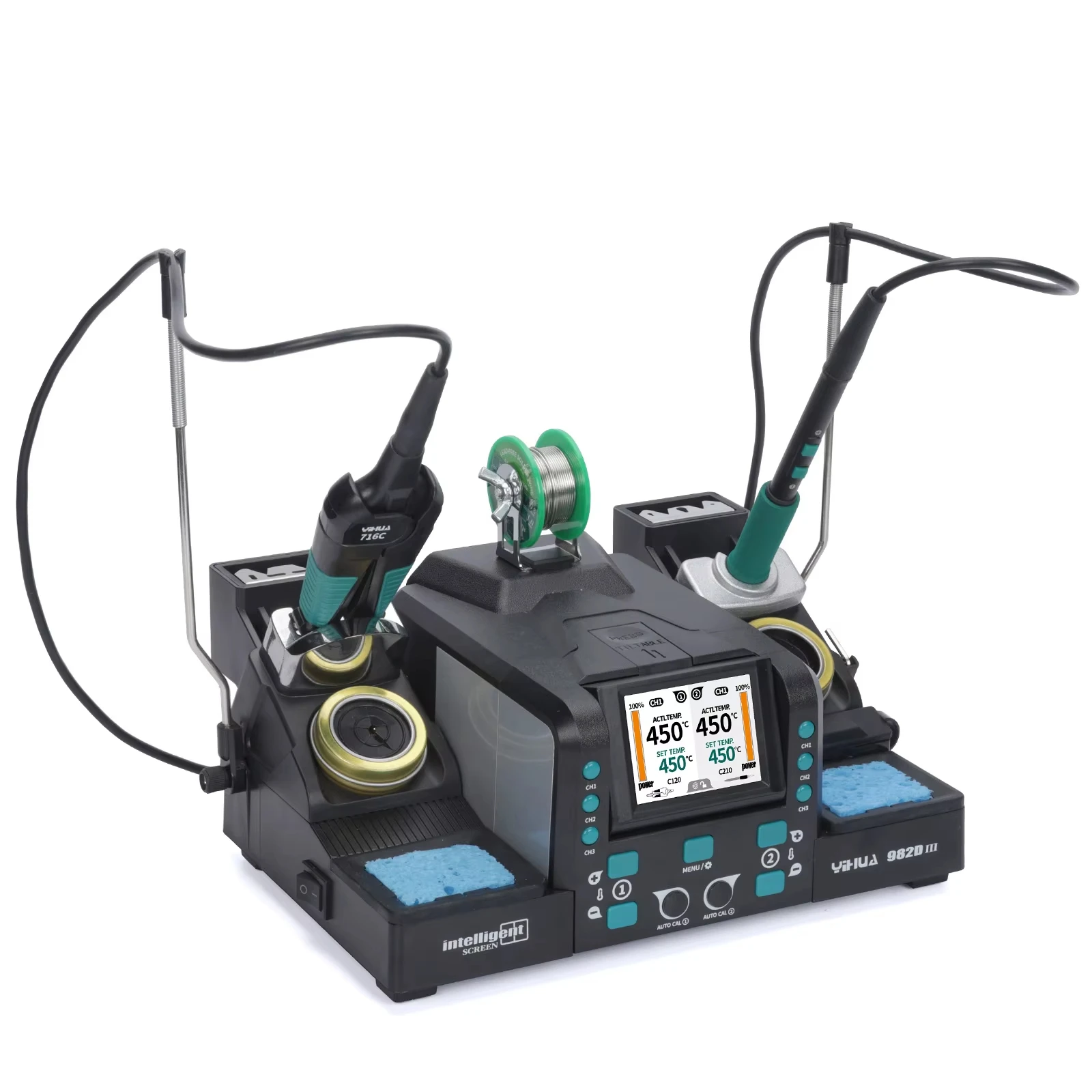 Stazione per saldatore di precisione 982D-III con pinzette per elettronica di saldatura per microscopio, calore rapido, temperatura. Calibrazione