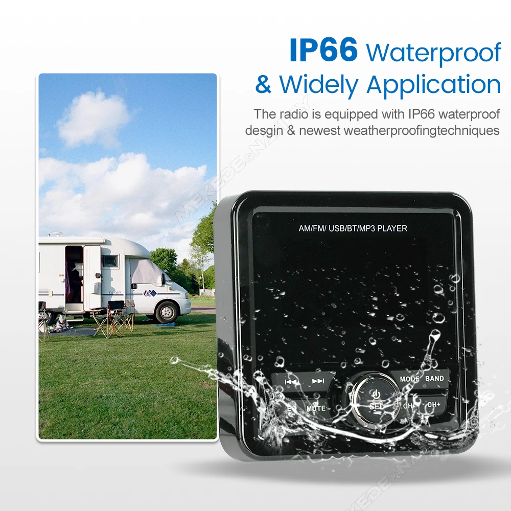 

Navifly For RV Radio MP3 Player DSP Audio FM/AM EQ IP66 Waterproof For 12V voltage Boats Jet ski ATV UTV Side by Side Golf Carts