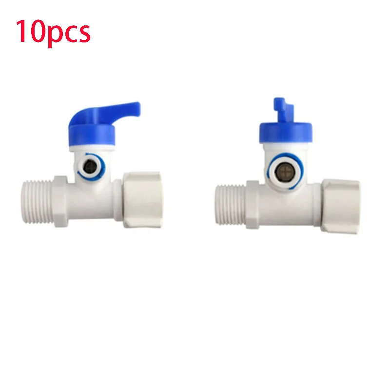 

10pcs Feed Tee Plastic Ball Valve 1/4" 3/8" Hose Quick Connector 1/2" Male 3 Way Faucet Water Purifier Faucet Connector