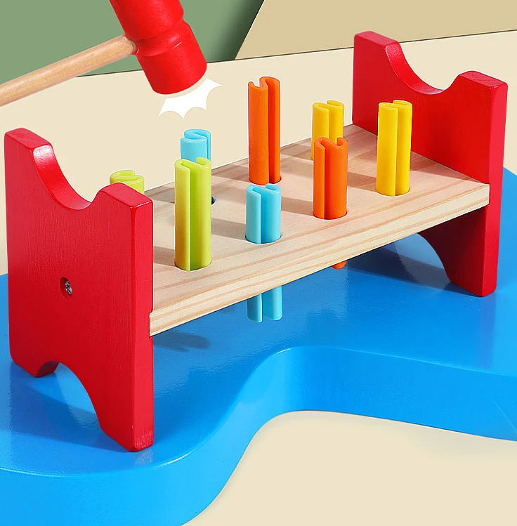 Rainbow Knock Platform Hammer Hammer Pile Hammer Baby Early Childhood Education Game Toy