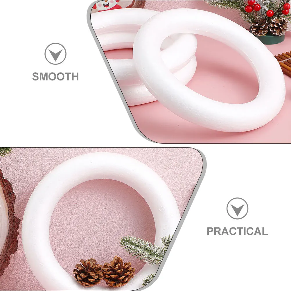 

6pcs Foam Circles Christmas Decor Diy Craft Wreath Forms Unpainted Blank Party Ornament Supplies For Adults Art Projects