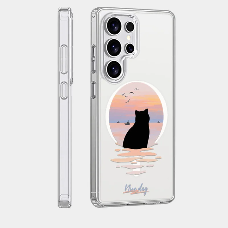

Korean Magnetic Phone Case for Galaxy S25 Ultra S24 FE S23 Plus S22 A05 A14 A15 A24 A23 Camera Protection Male Female Cute Puppy