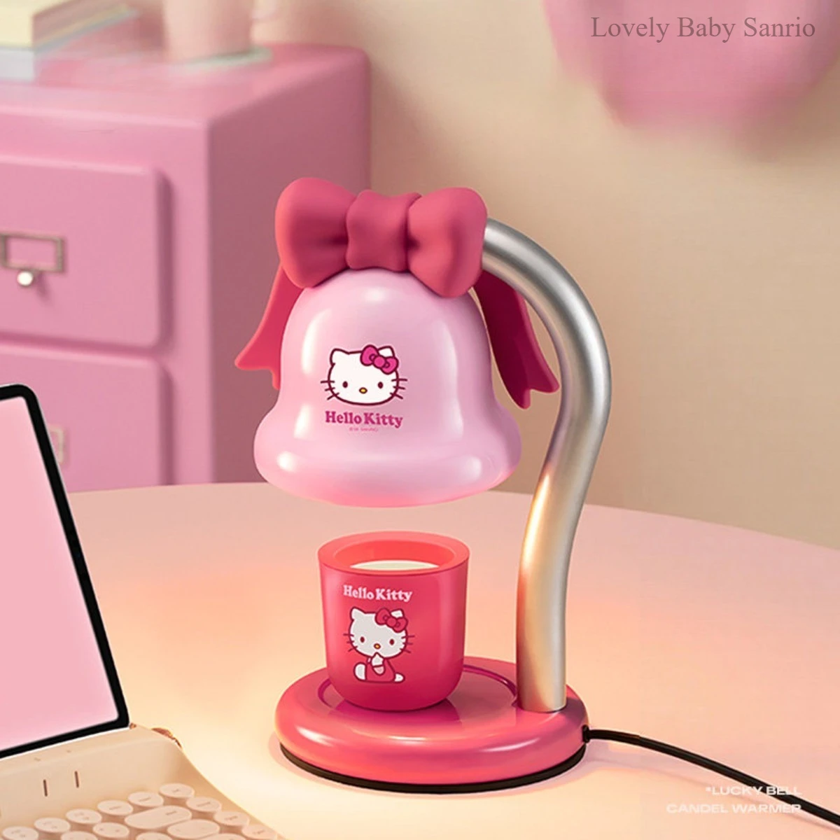 Anime Cute Hello Kitty Aroma Wax Melt Lamp Desktop Table Light Bedroom Bedside Night Lamp Birthday Present for Women Kawaii New