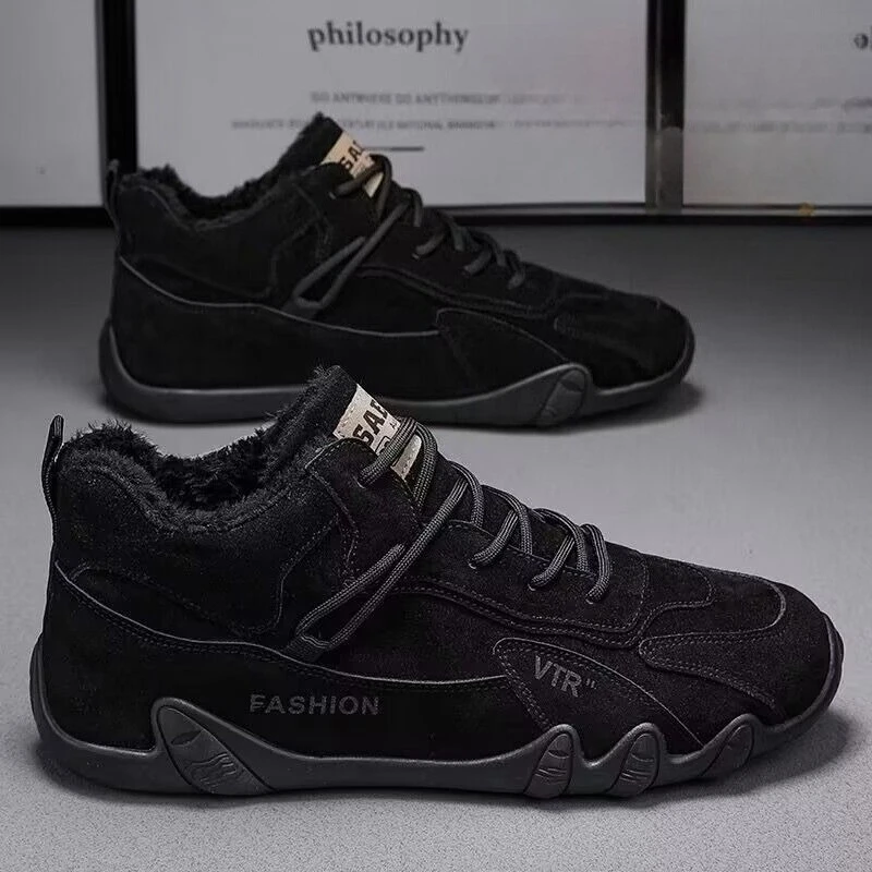 

New Fashtion Winter Velvet Shoes Men Trend Versatile Construction Site Work Shoes for Men Non-slip Thickened Warm Cotton Shoes