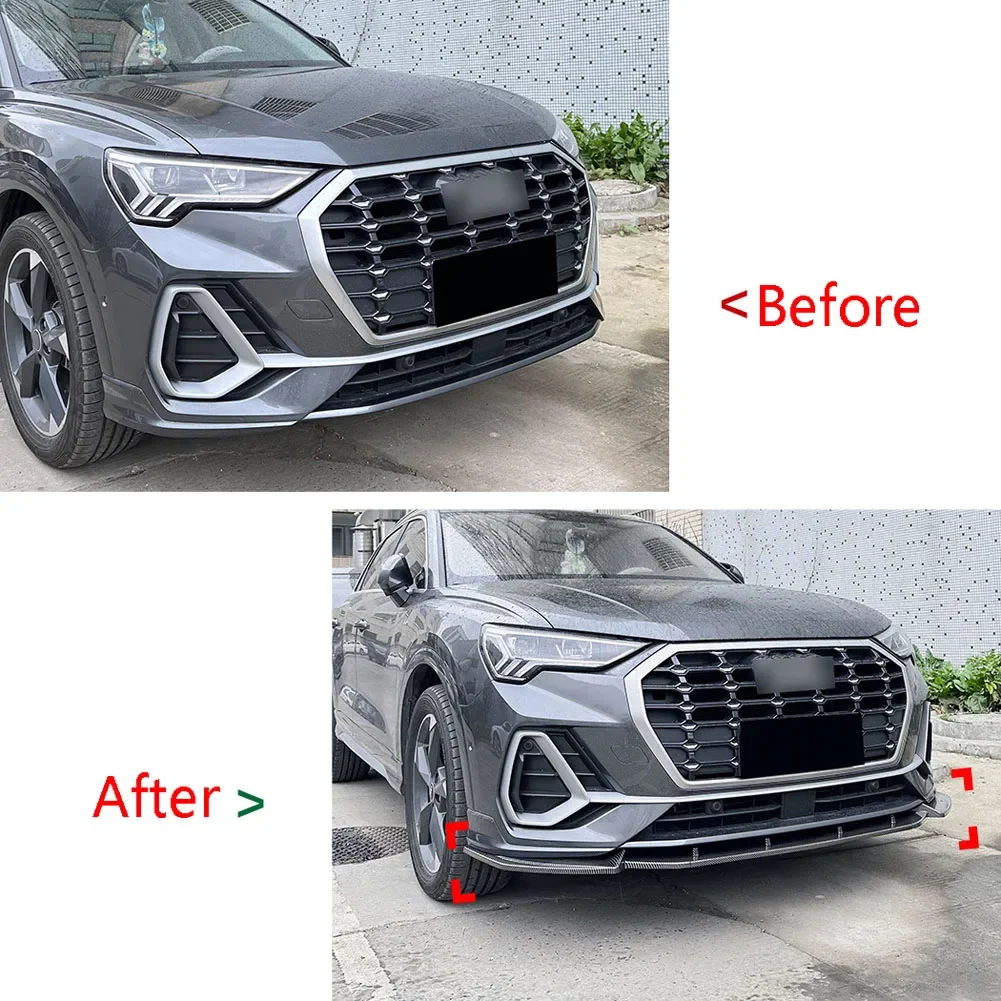 3 Stage Front Lip Splitter Spoiler Side Lower Splitters Body Kit  For Audi Q3 F3 Sline 2019-2024