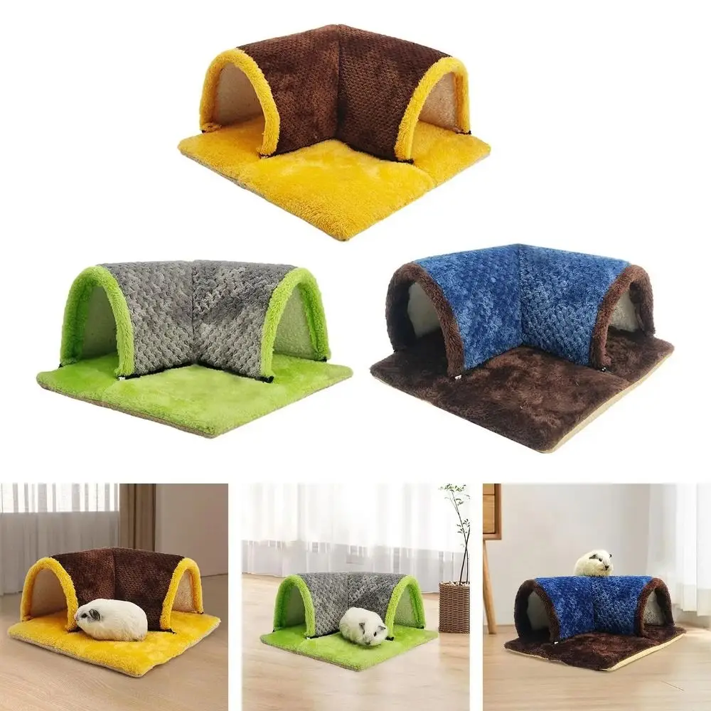 Túnel transpirable para animales pequeños, estera extraíble, hámsteres cálidos, parque infantil, escondite de conejillo de indias suave plegable, rata