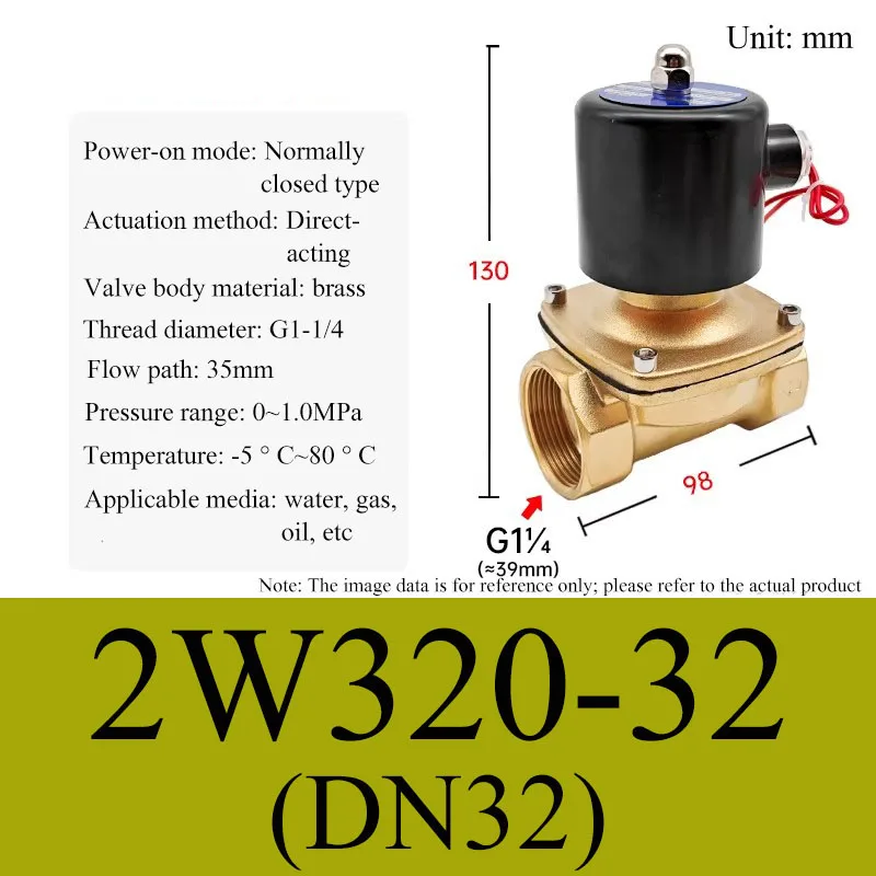 Elektrische magneetklep 1/4" 3/8" 1/2" 3/4" 1" DN8/10/15/20/25/50 Normaal Gesloten Pneumatisch voor Water Olie Lucht 12V 24V 110V 220V