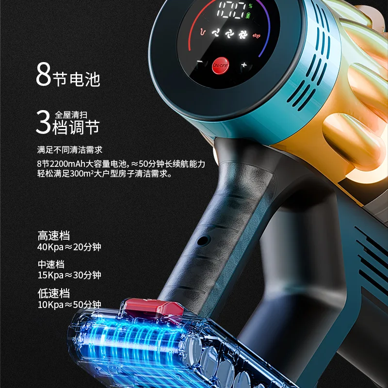 Wireless Vacuum Cleaner, 3-Speed Adjustment, 650W High Power, Handheld and Portable, with Retractable Straight Pipe