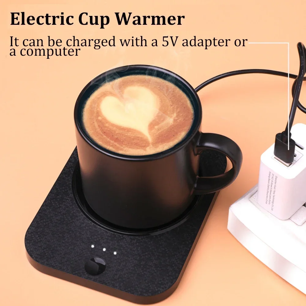 Almohadilla calentadora de tazas con carga inalámbrica USB, posavasos calefactor de temperatura de 3 engranajes para café, leche, té y agua, para el