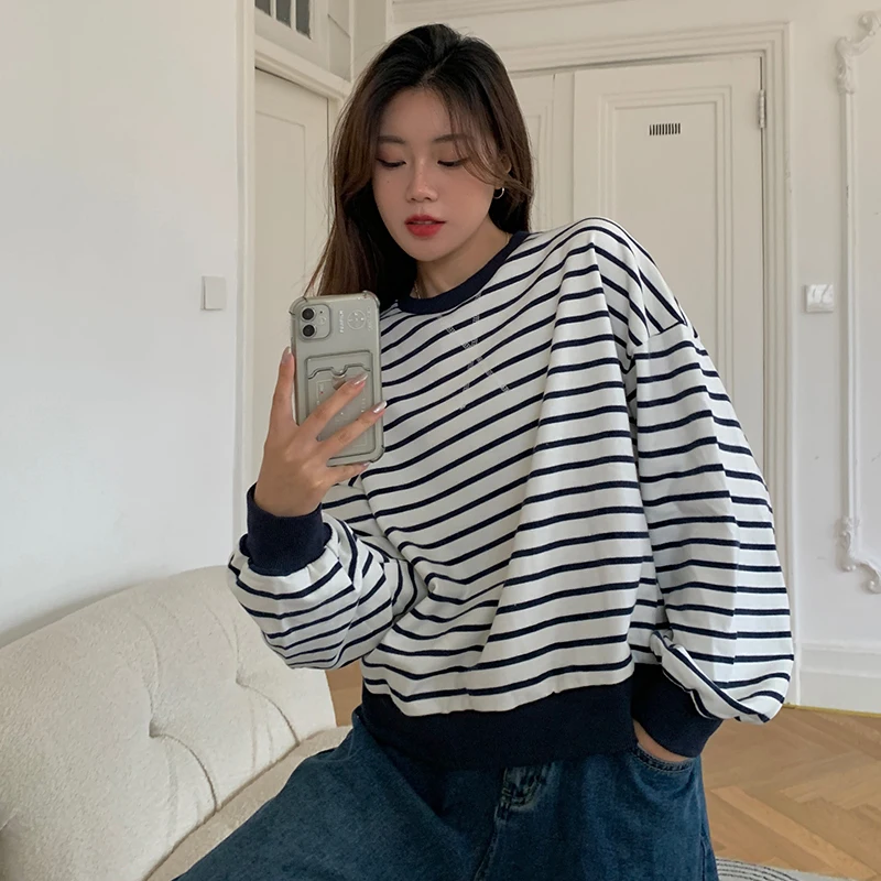 Thời Trang Mới Vintage Oversize Khoác Hoodie Nữ Gợi Cảm Cao Cấp Nữ Nữ Đẹp Thẩm Mỹ Thoáng Mát Học Sinh Bé Gái Áo BVy58029