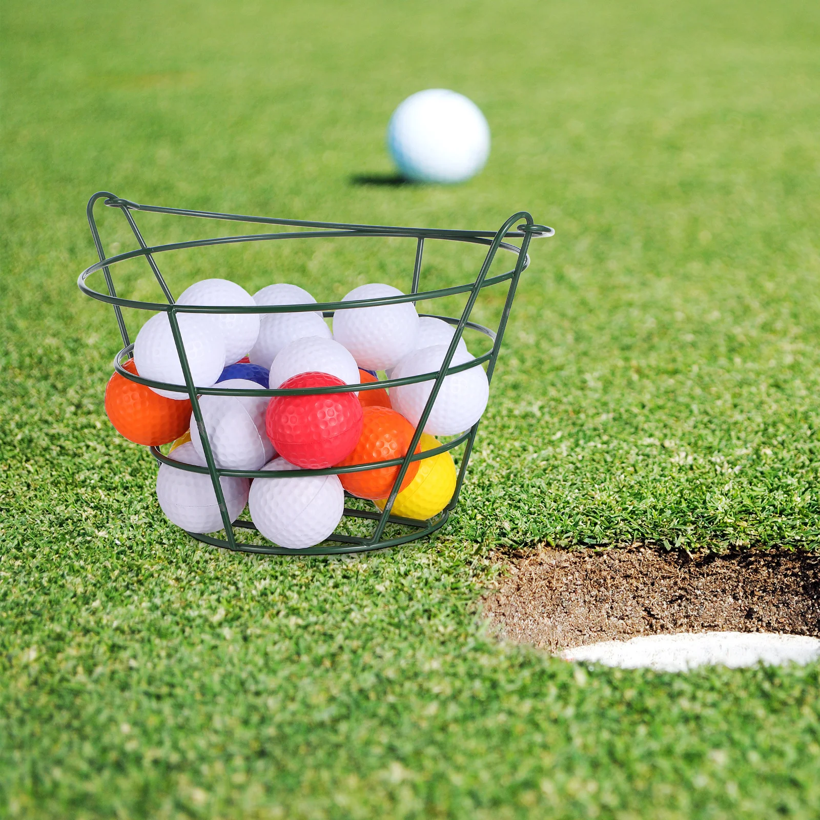 حامل سلة كرة الجولف خفيف الوزن ومتين ومجموعة فعالة من إكسسوارات الجولف حاوية معدنية لمجموعة القيادة في الفناء الخلفي