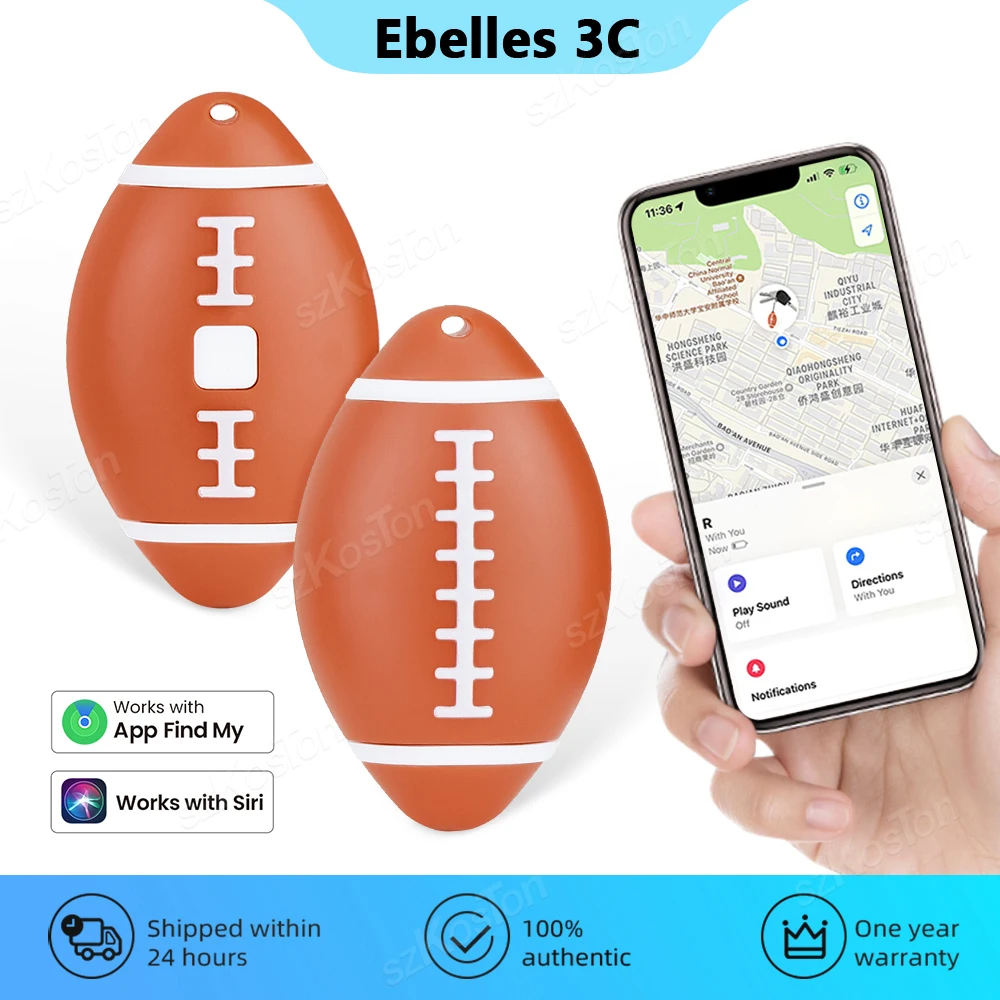 

Мини GPS-трекер только для iOS Find My APP в форме регби Bluetooth Smart Tag MFI GPS-локатор для кошелька для домашних животных, поиск ключей для багажа