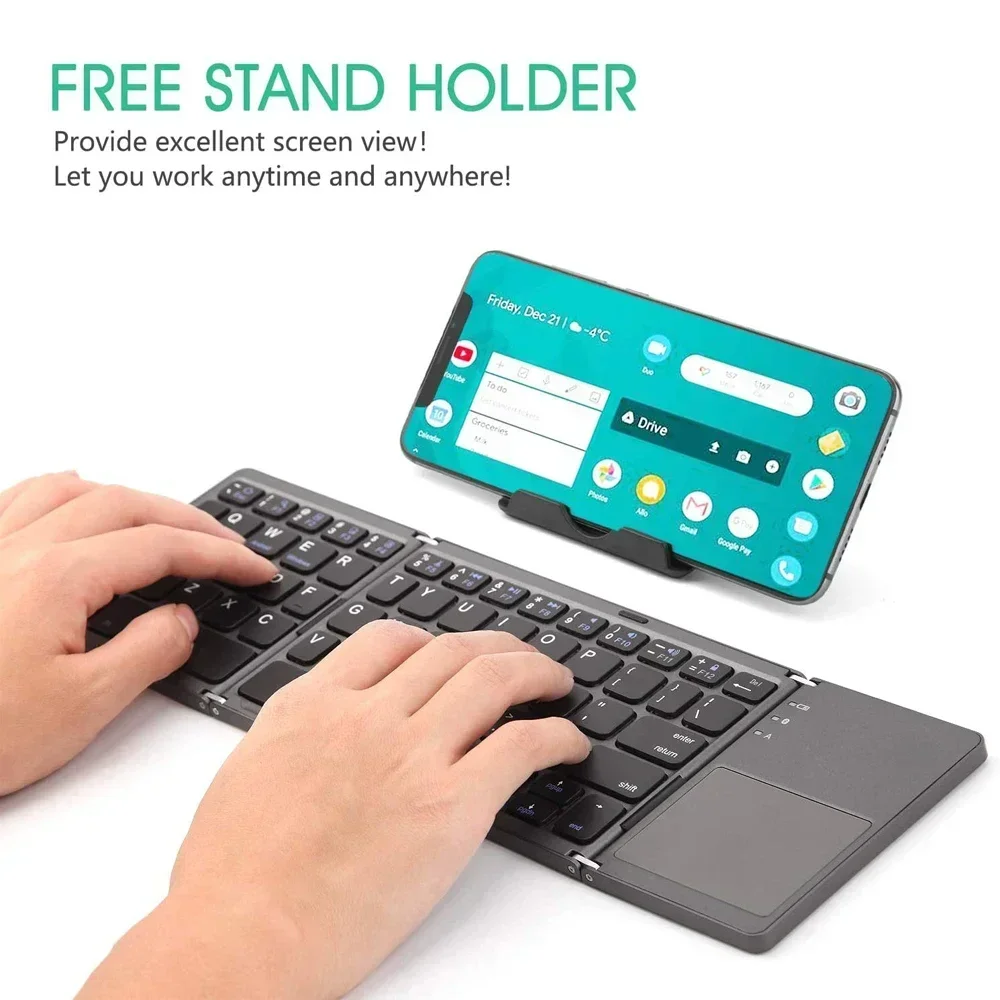 Mini clavier Bluetooth sans fil pliable, clavier TouchSub, Android, Windows, tablette, ordinateur portable, portable, 3