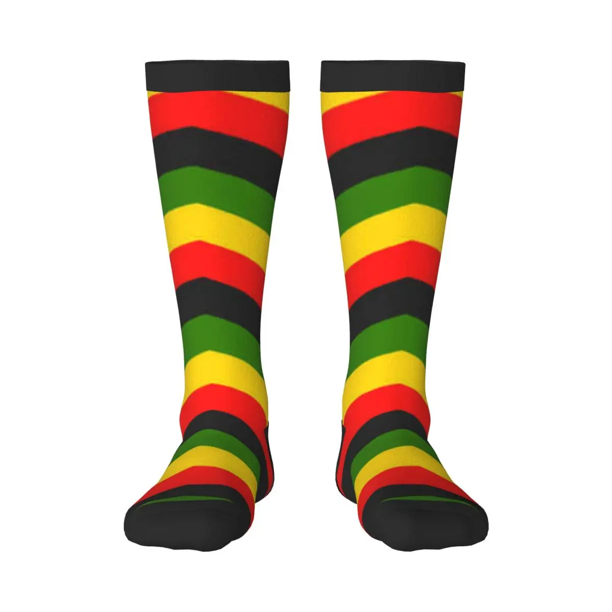 High Socks Jamaica Chevron Pattern Over Knee Socks Streetwear Long Hosiery for Daily