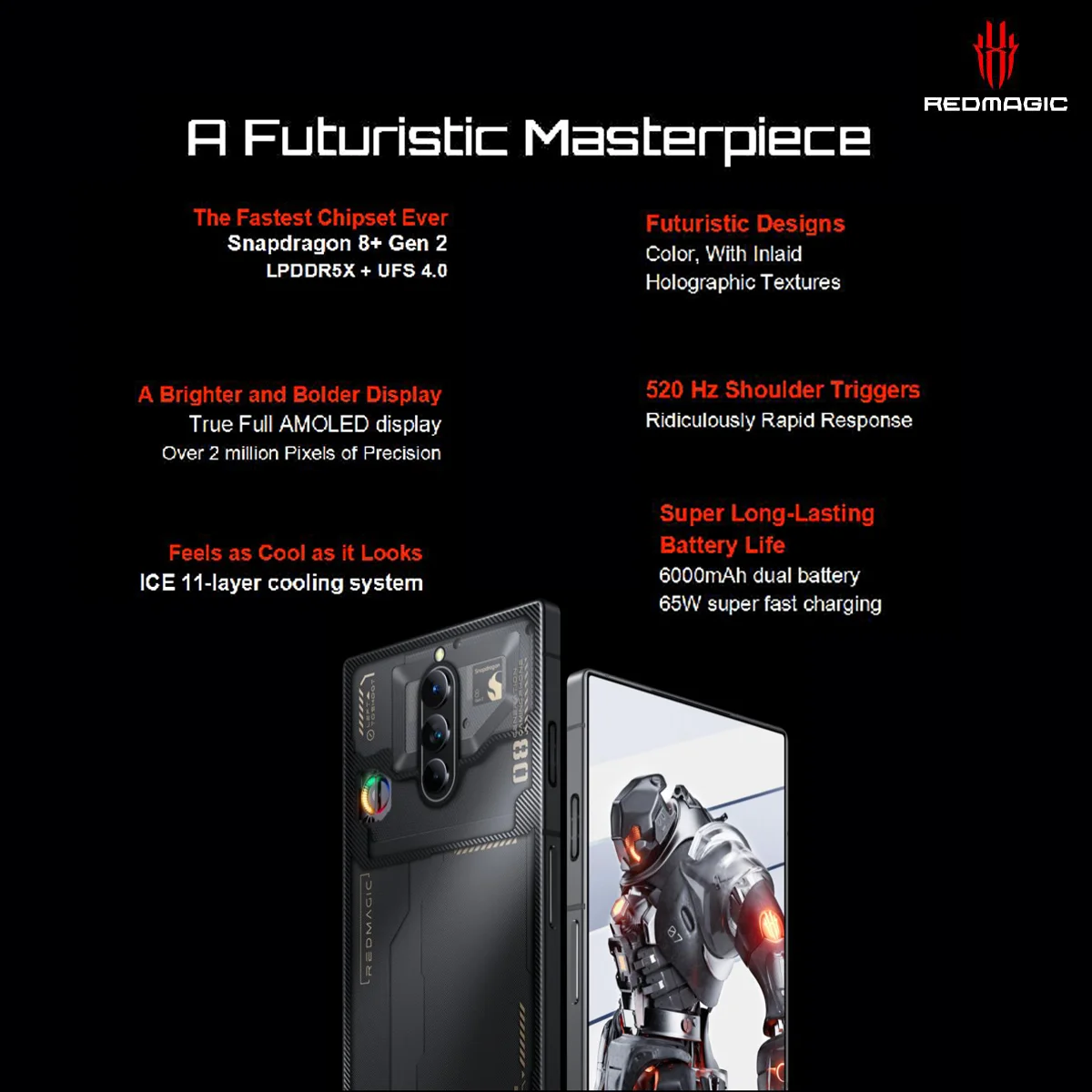 Global Version ZTE Nubia Redmagic 8 Pro 5G Gaming Telefoon Snapdragon 8 Gen 2 Smartphone 6000mAh 65W Snel opladen Red magic 8 Pro