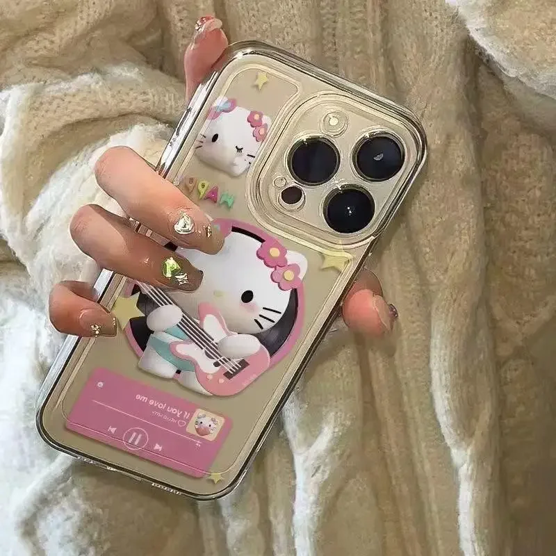 สไตล์อิน Sanrios การ์ตูนนางฟ้า Hello Kitty เหมาะสําหรับ Apple 16 Pro Max เคสมือถือเรียบง่ายป้องกันการตกและกันกระแทก