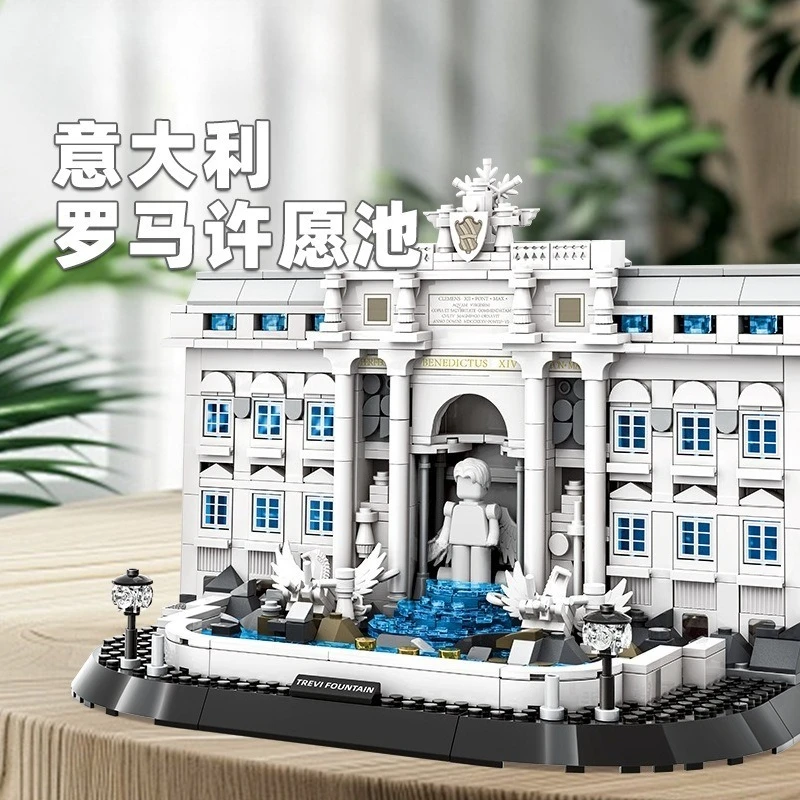 

Строительные блоки World Landmark Trevi Фонтан Рим Италия Изысканная модель DIY Игрушка для детей и взрослых