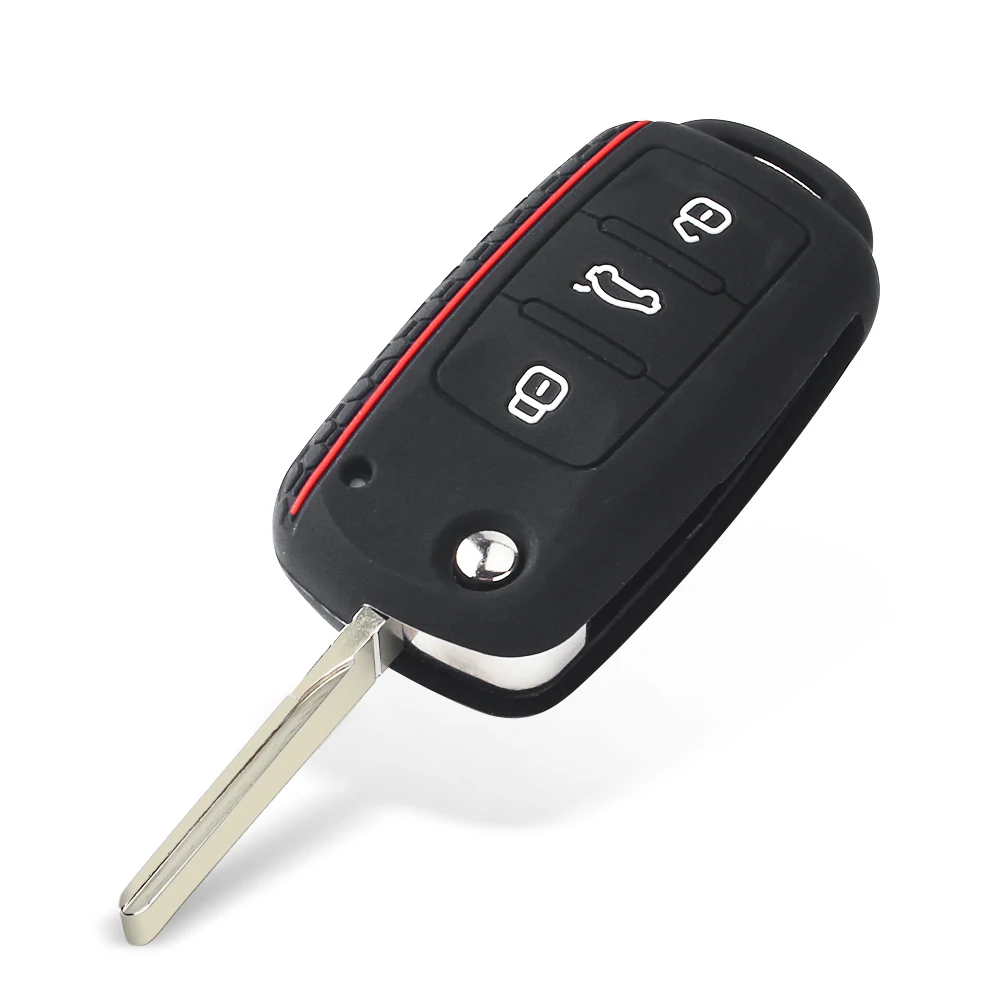 KEYYOU 3 Buttons Silicone Remote Key Case Fob Cover For VW Beetle Jetta Golf GTI Rabbit CC 2010 2011 2012 2013 2014 2015 2016