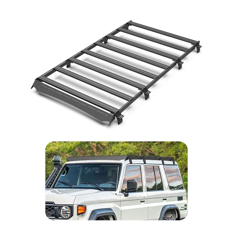 

Pickup Truck 4x4 Accessories Off-road Black Steel 4 Door Luggage Rack Cargo Basket Roof Rack for Toyota LC 71 76 78