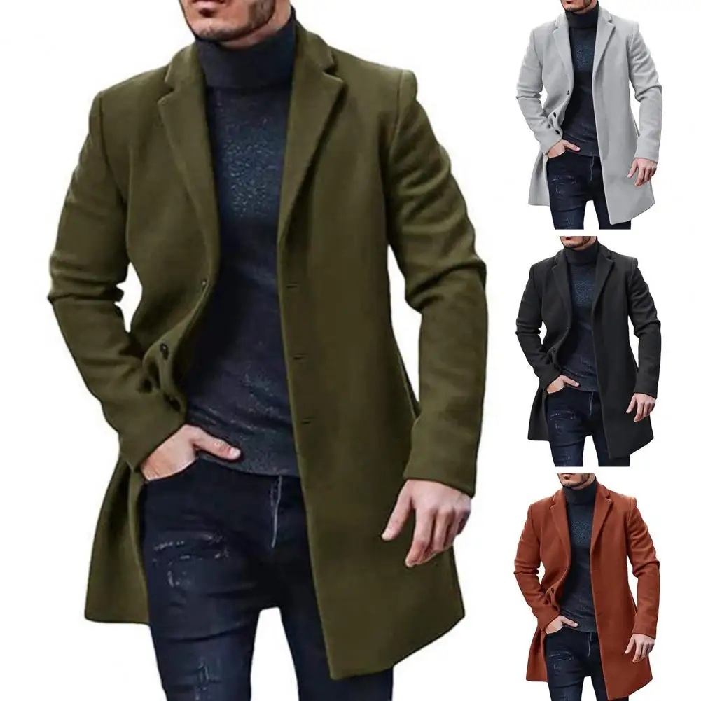 

Lapel Men Coat Stylish Men's Winter Coat Buttoned Lapel Casual Loose Fit Warm Outerwear for Autumn Winter Jacket Coat