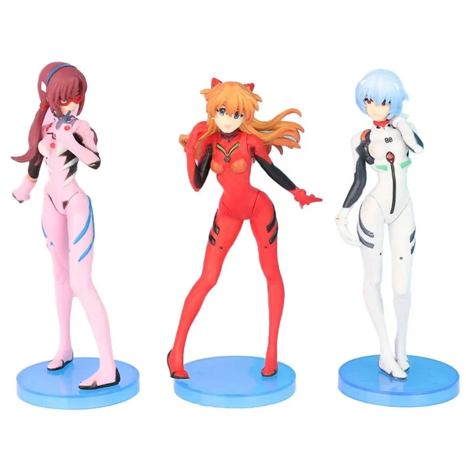 3 unids/set Neon Genesis EVANGELION figura de Anime Eva Ayanami Rei Asuka Langley Soryu Makinami PVC figuras de acción de juguete modelo regalo