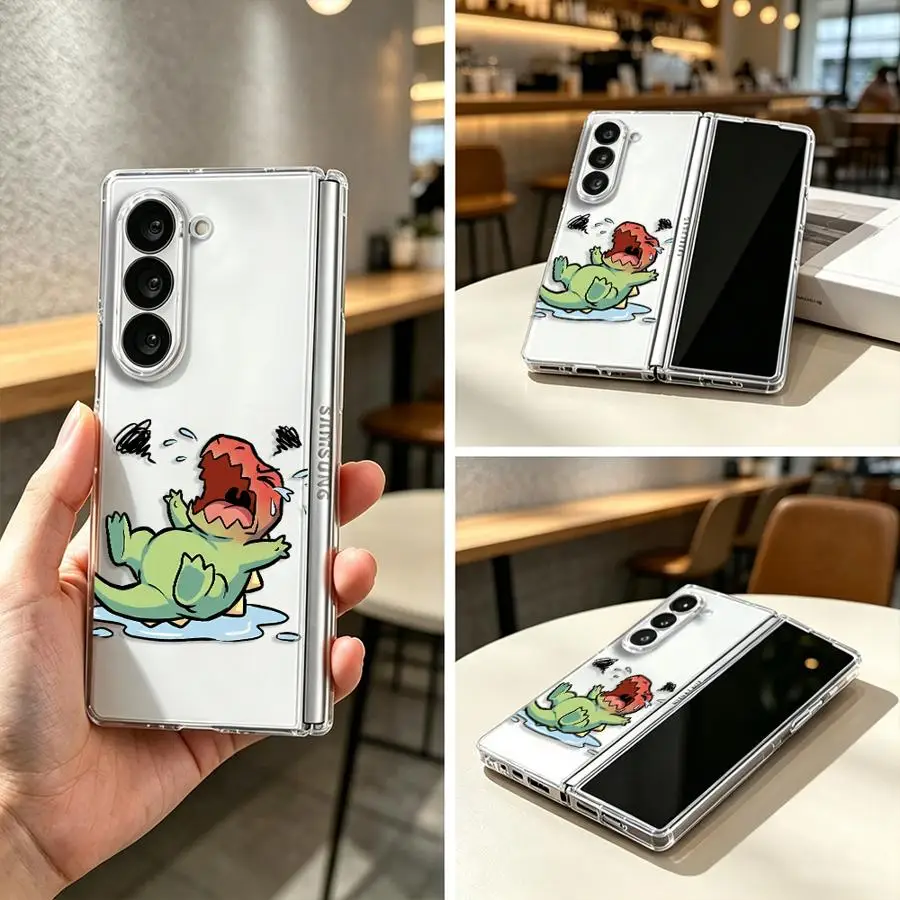 Crying Dino Back Phone Cover Case for Samsung Galaxy Z Fold 8 Ultra ZFold6 ZFold7 Z Fold 7 6 5 4 3 ZFold5 ZFold4 ZFold3