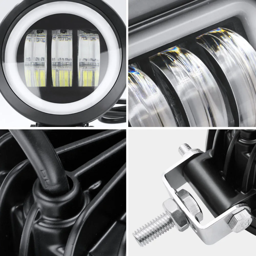 40W Bright Square/Round Headlight Fog Lights with Angel Eyes for Electric Scooters Spot Light Off Road 4x4 Car Lights LED Work
