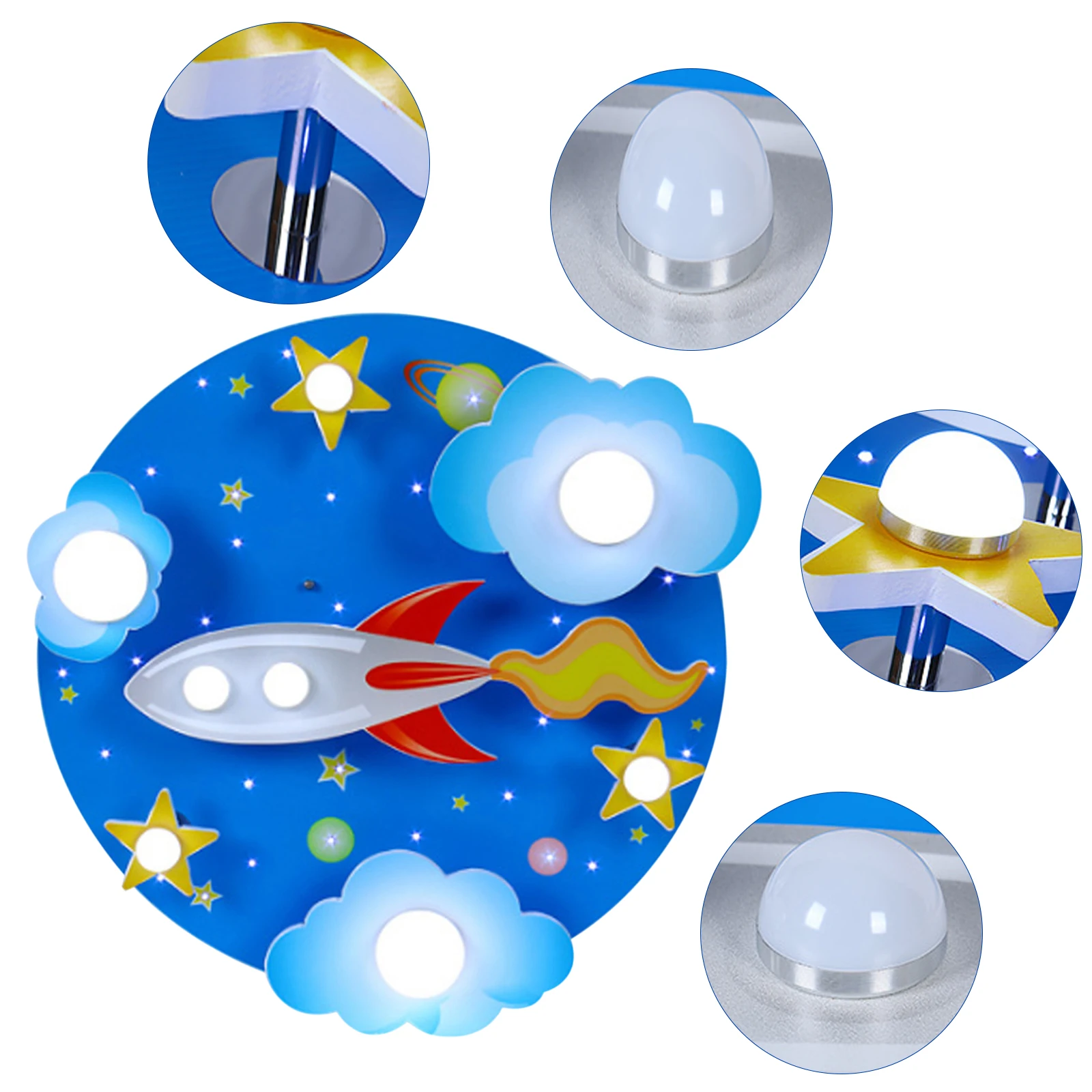 Cartoon Plane Starry Sky Ceiling Light, Sala de crianças, Meninos e Meninas Lâmpada pingente, Baby LED Chandelier com controle remoto para berçário doméstico