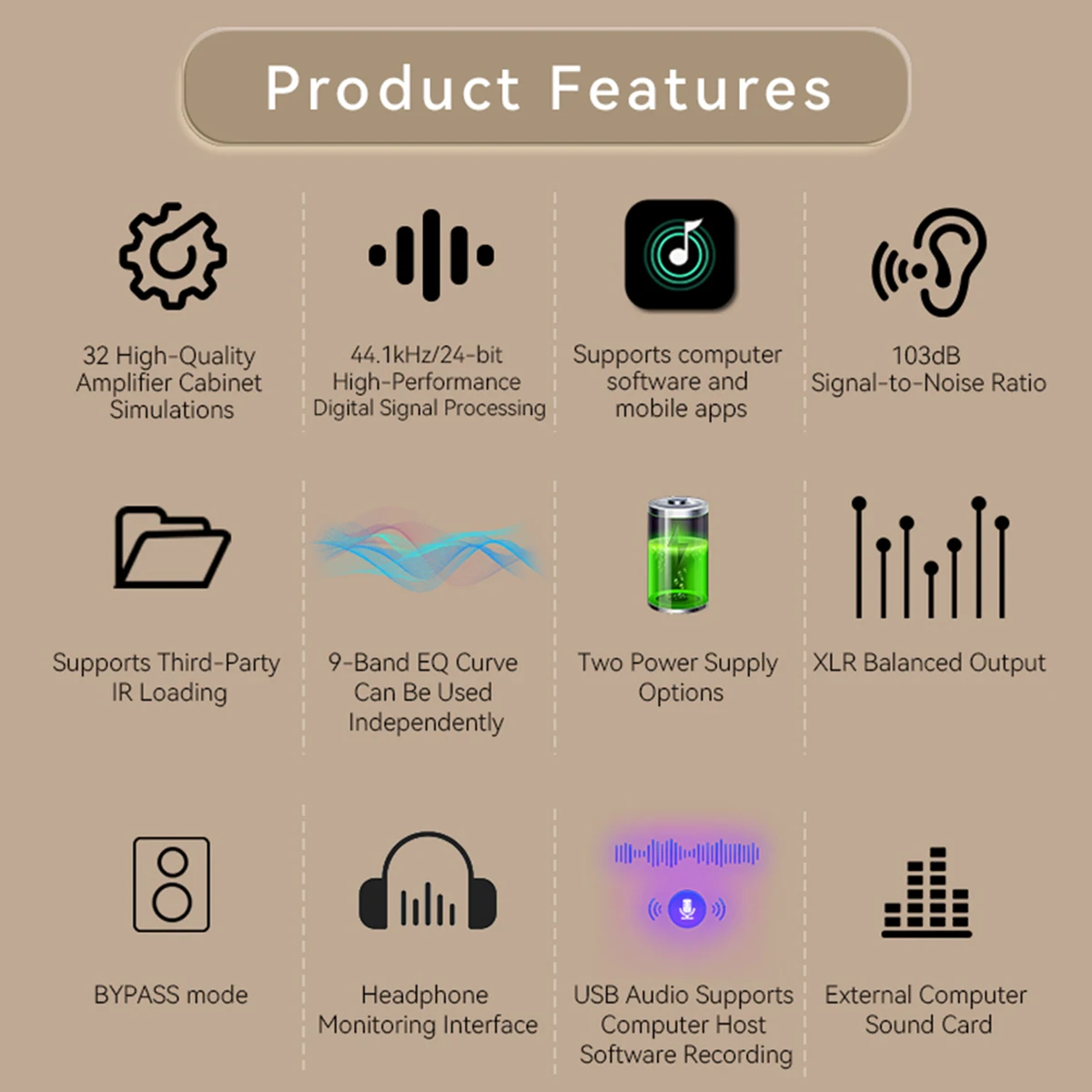 M-VAVE IR BOX Guitar Pedal – 32 Cab Sims, Supports Third-Party IR, 44.1kHz/24bit, XLR/Headphone Out, DC/USB-C